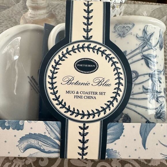 Portmeirion Botanic Blue Floral Coffee Mug and Coaster Set NEW Rare Spring Theme - Picture 2 of 8